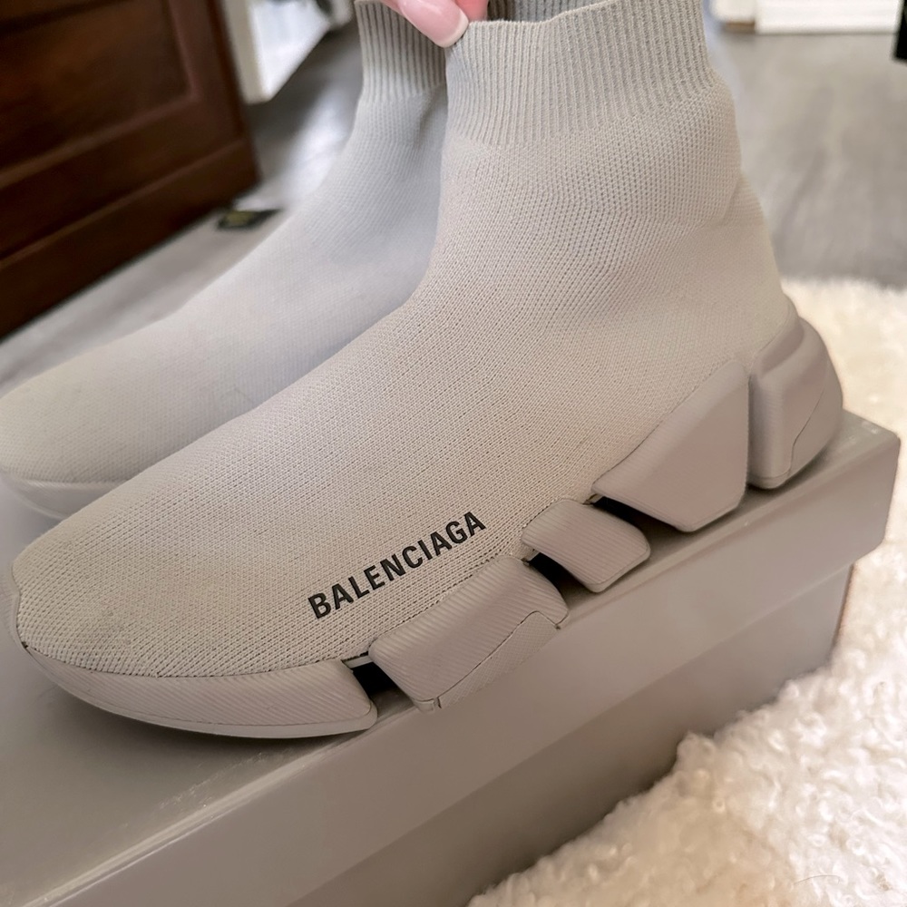 Gray on Gray Balenciaga Speed trainer sneakers
